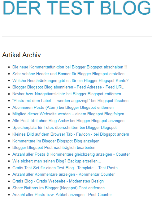 Post Titel auf extra Seite bei Blogger Blogspot anzeigen