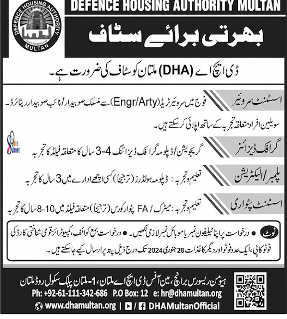 Latest Defence Housing Authority DHA Multan Jobs 2024