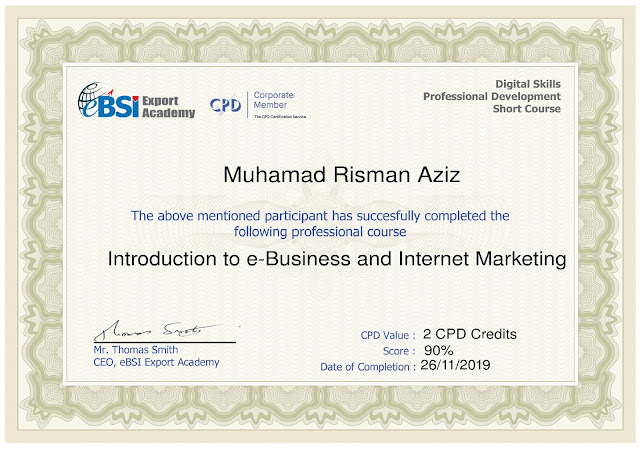 Certificate eBSI Academy - Introduction to e-Business and Internet Marketing