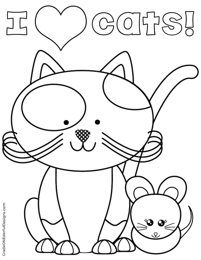 Free Cat  Coloring  Page  Grade Onederful
