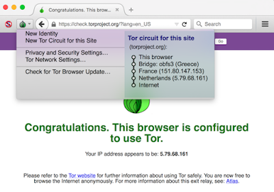 Status Koneksi Tor jika terhubung