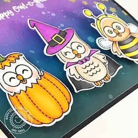 Sunny Studio Stamps: Happy Owl-o-ween Owl Trio Halloween Card by Amy Yang