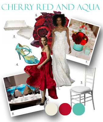 Aqua and Cherry Red Wedding