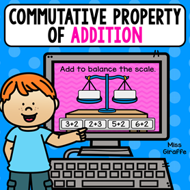 Commutative property of addition activity where kids balance the 2 addition equations to make them true