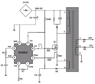 Hình 16 - Mạch dao động và công suất của khối nguồn có chức năng tạo ra điện áp thứ cấp