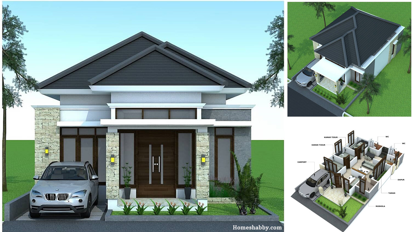 Desain Dan Denah Rumah Minimalis Elegan Dengan Atap Limasan Ukuran Lahan 8 X 13 M Yang Menjadi Tren Di Perkotaan Dan Perkampungan Homeshabbycom Design Home Plans