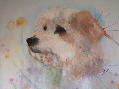 dog pet portrait watercolour cute nose muzzle colour pastels watercolour