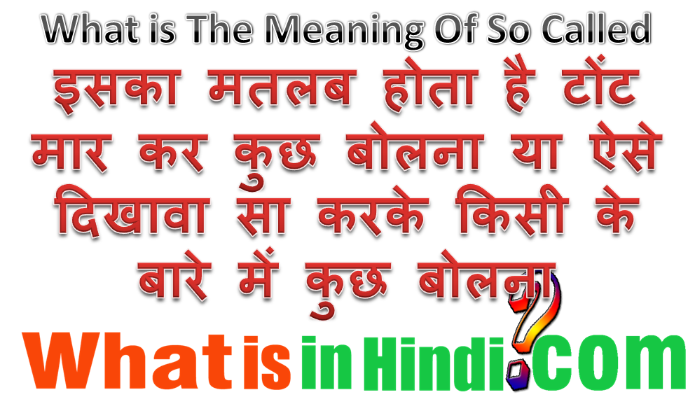 So Called Meaning In Hindi