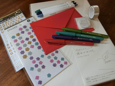 筆touchサインペン クリッカート 封筒 便箋 メールアート MD用紙コットン Mail Art envelope letter paper washi tape calligraphy