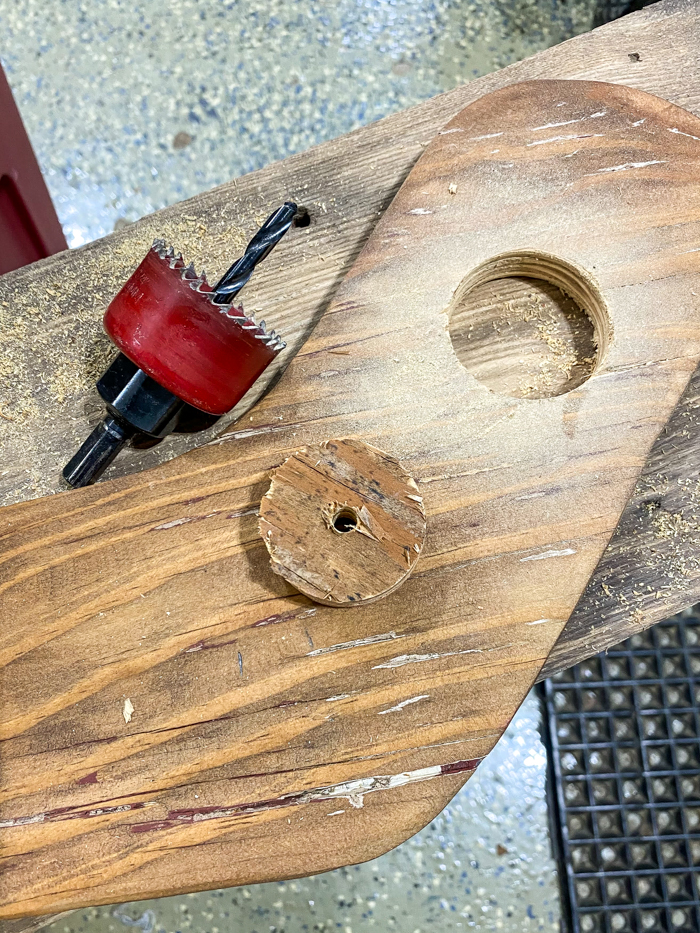 drilling holes in wood stocking stretcher