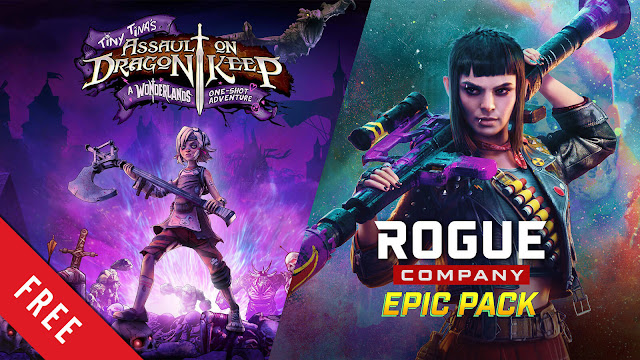 tiny tina's assault on dragon keep: a wonderlands one-shot adventure rogue company season four epic pack free pc game epic games store first-person looter shooter free-to-play multiplayer game add-on bundle gearbox software 2k games first watch games hi-rez studios