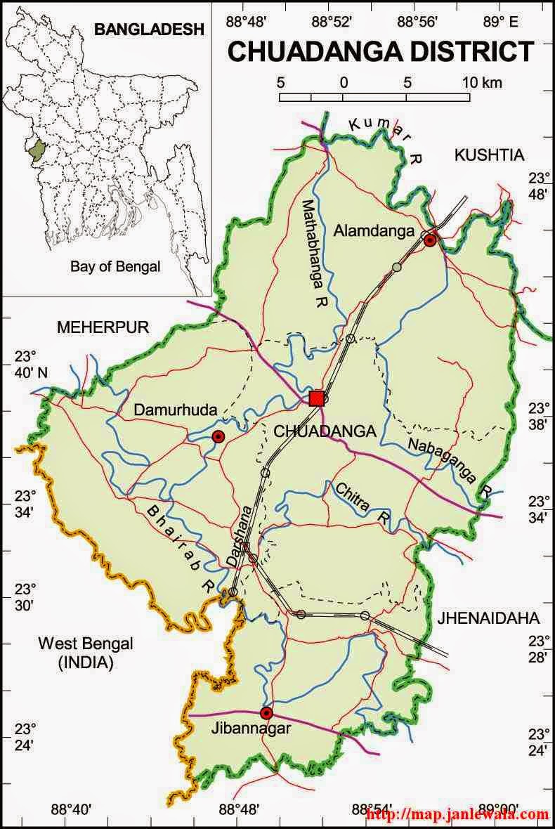chuadanga zila map of bangladesh