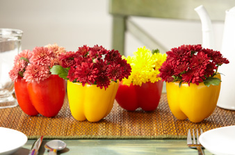 bell peppers hollowed out vases