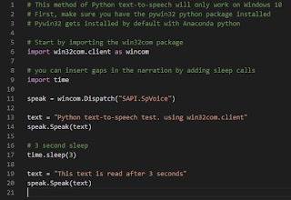 Text-to-speech with PyWin32