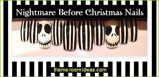 Nightmare Before Christmas decorating nails jack skellington nail design