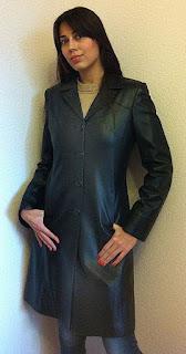 "leather coat"
