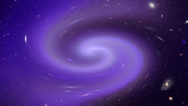 A swirling purple space cloud.