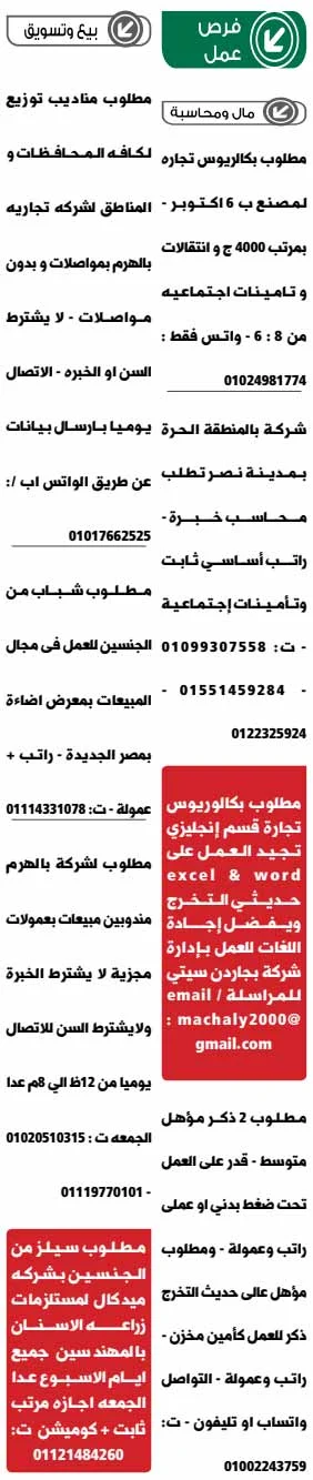 وظائف الوسيط القاهرة والجيزة الجمعة 1-12-2023 لكل المؤهلات والتخصصات بمصر والخارج