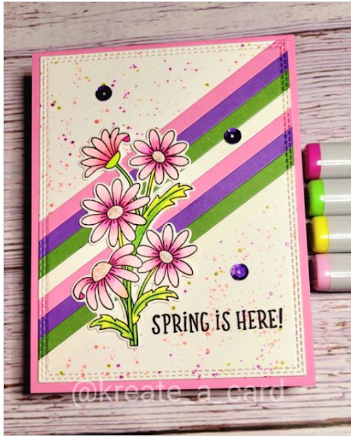 Spring is here by Becky features Dainty Daisies and Spring Roundabout by Newton's Nook Designs; #inkypaws, #newtonsnook, #cardmaking, #floralcards, #springcards, #daisycards