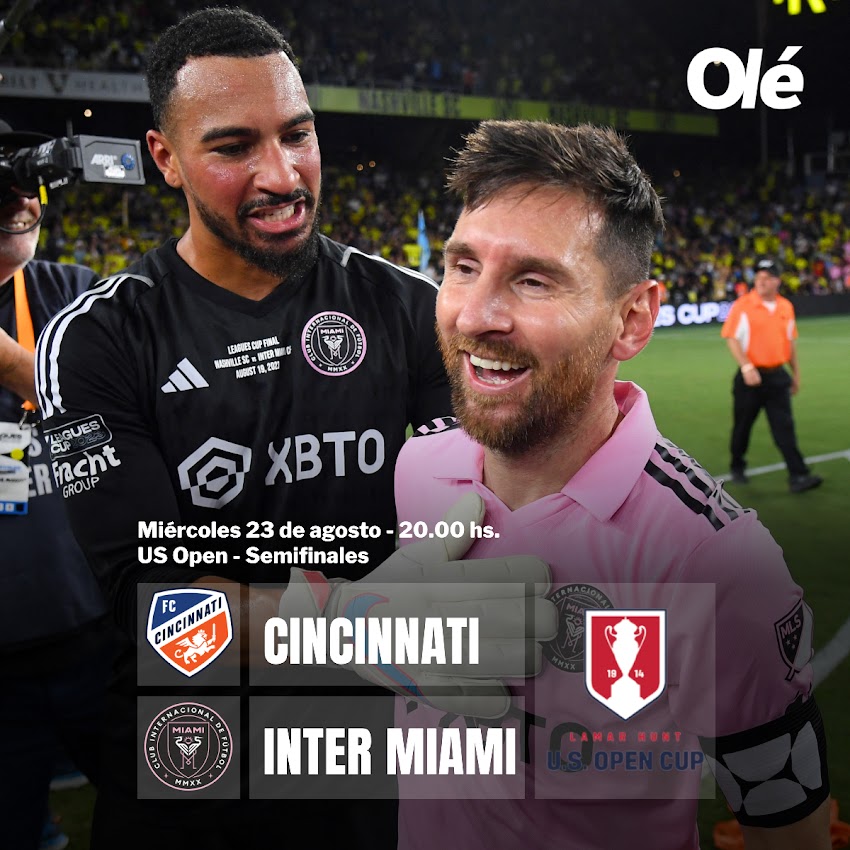 Inter Miami se medirá ante Cincinnati por las semis de la US Open Cup.