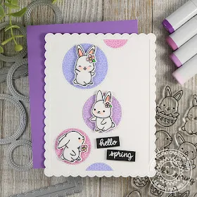 Sunny Studio Stamps: Staggered Circles Chubby Bunny Hello Spring Card by Juliana Michaels