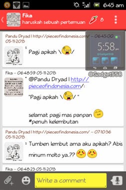 Aplikasi messenger dengan fitur status comment