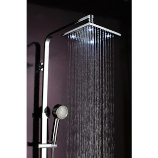  Brass Finish LED Shower Set with LED Handheld Shower & Shower Faucet