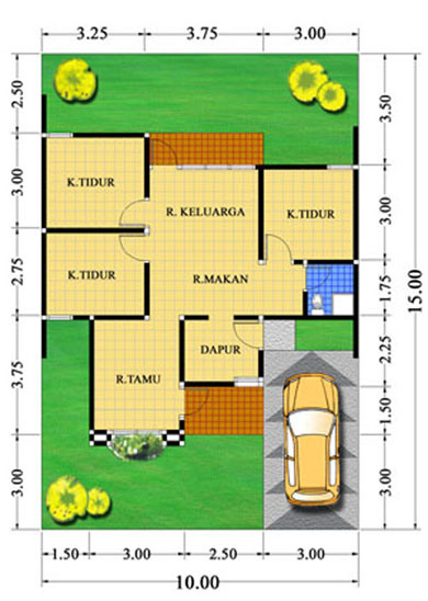 Lihat Denah Rumah  Minimalis  Type  70  Desain  Modern  Bentuk 