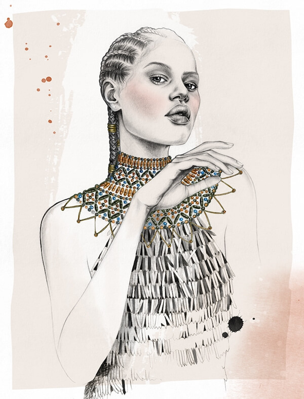 06-Designer-dress-Portraits-in-Pencil-and-Paint-Fanny-Monroy-www-designstack-co