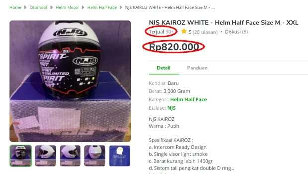 Harga NJS Kairoz di tokopedia