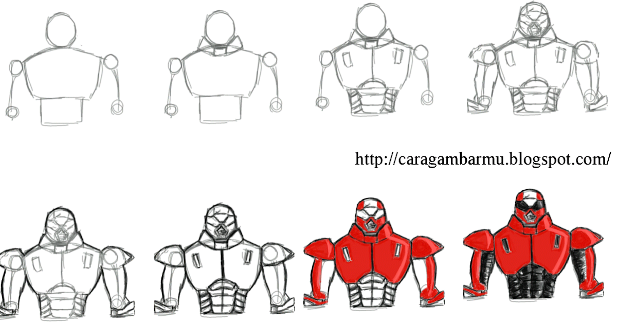  Cara  dan Teknik  Menggambar  untuk  Pemula  Bentuk robot