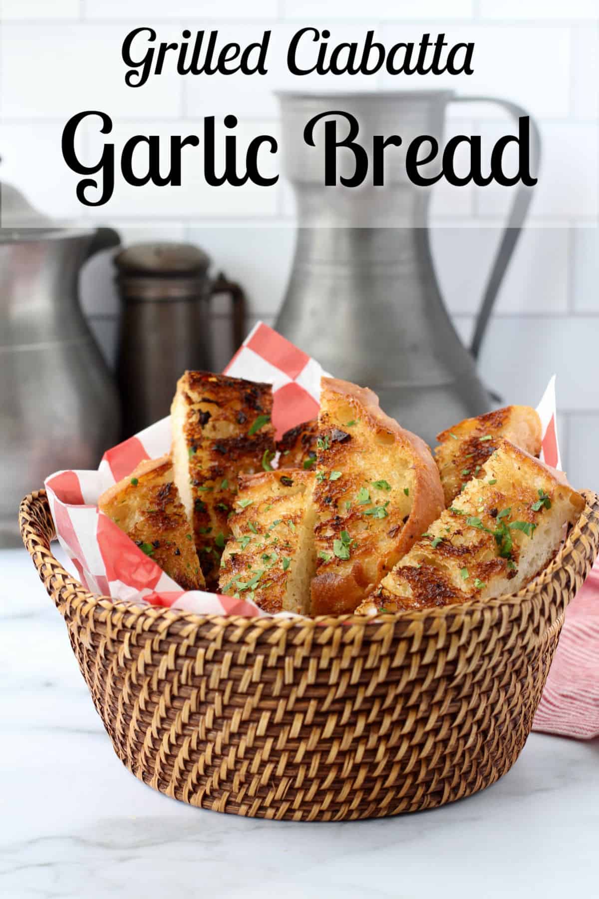 Garlic bread in a basket.