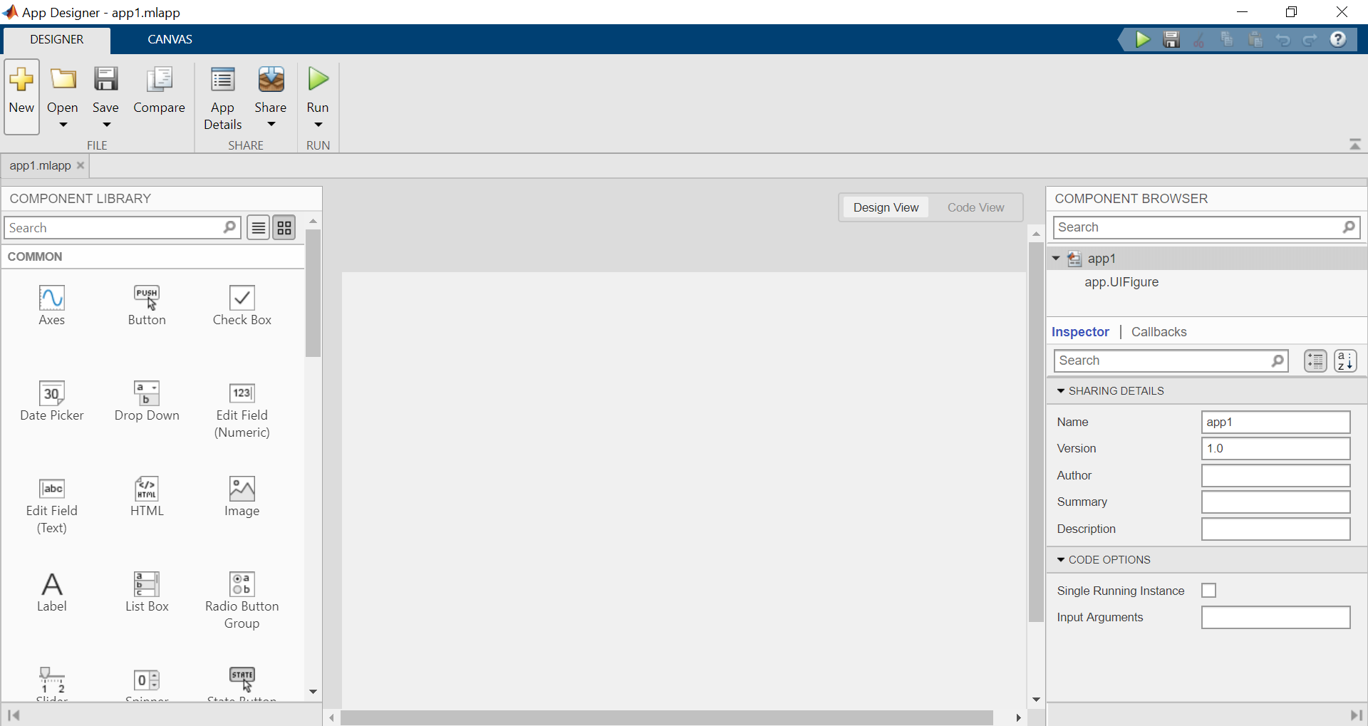 A Blank Matlab App Designer Platform