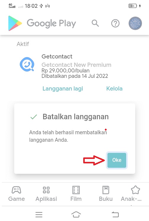 Cara berhenti berlangganan Getcontact di Playstore