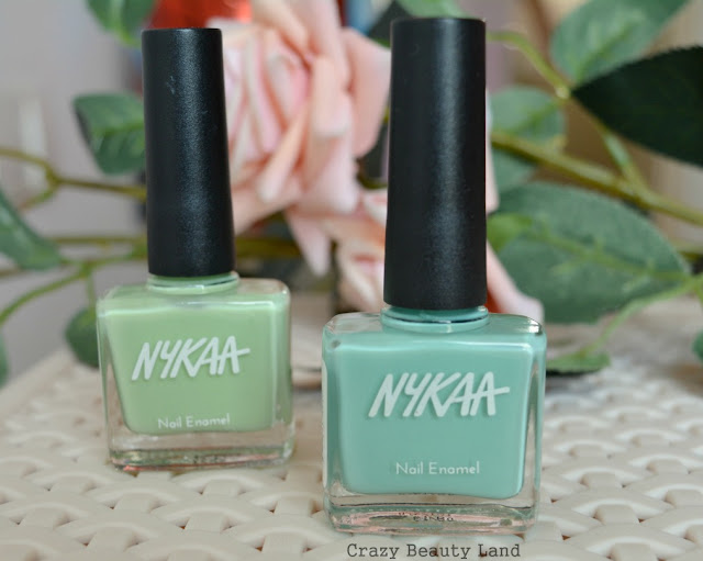 Nykaa Pastel Nail Enamels Hasta La Pista (64), Mint Meringue (65) Review and Swatches