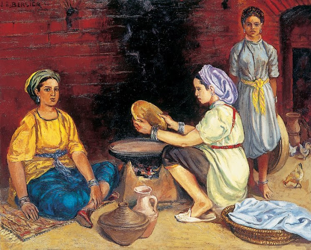 Femmes Kabyles préparant le pain, 1950 - Jean Eugène Bersier