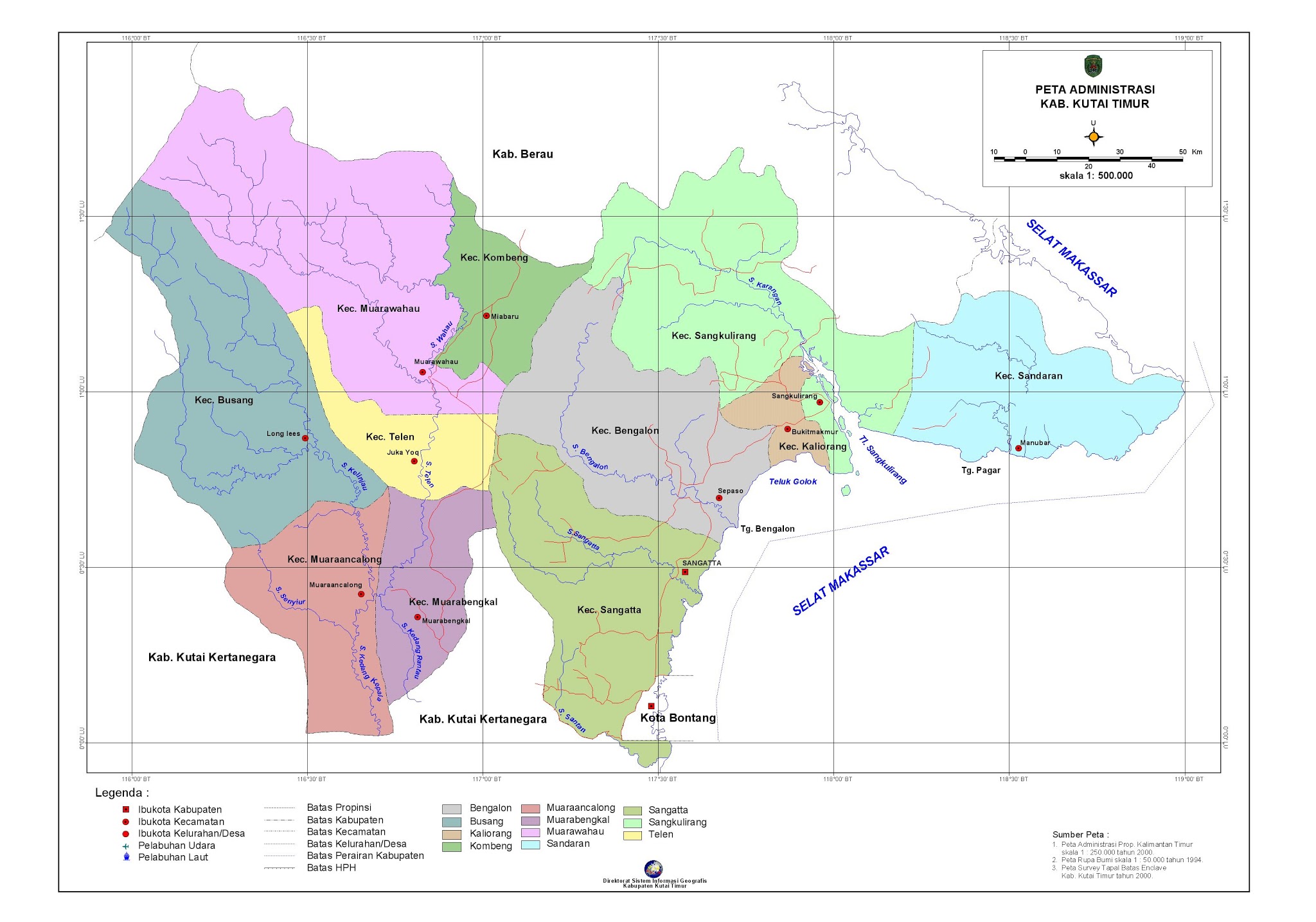 Peta Kota Peta Kabupaten Kutai Timur 