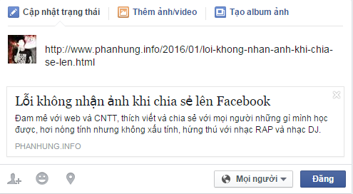 Fix lỗi không hiện thông tin khi chia sẻ link lên Facebook