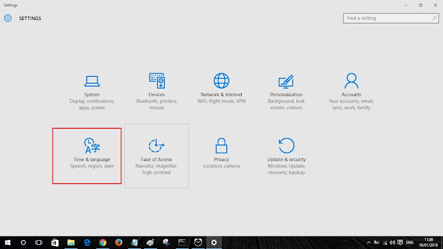 time language windows 10