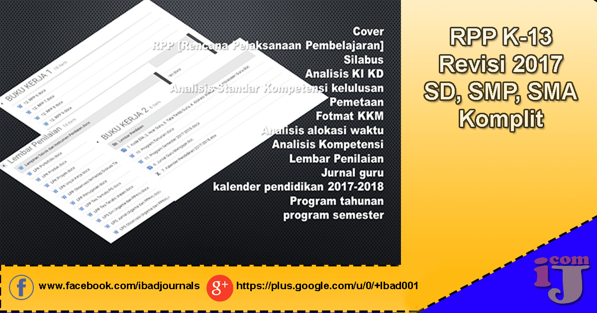 Silahkan Unduh RPP Cuntorio K13 Revisi 2017 SD, SMP, SMA Komplit