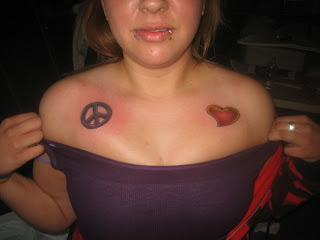 Peace Symbol Tattoo and Heart Tattoo
