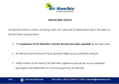 Air Namibia, Air Service Licence, ASL