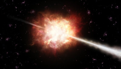 Recreación artística de la explosión de rayos gamma. ESO