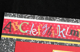 letters on scrapbook paper, black and red, scrapbooking, back to school