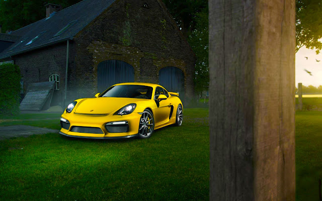 Porsche Cayman Amazing Yellow Car In HD Wallpaper