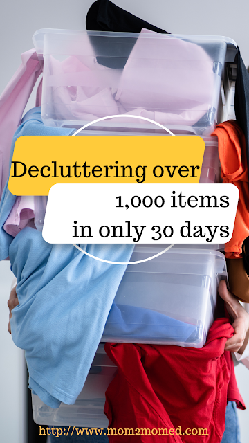 Decluttering over 1,000 items in only 30 days with plastic totes full of random items
