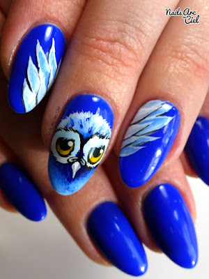 Nail Art - Hibou des neiges par Nails Arc en Ciel