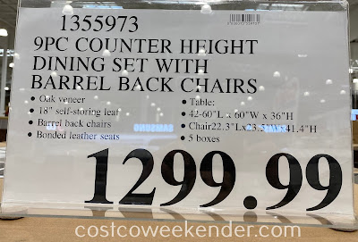 Costco 1355973 - Deal for the Craft + Main Counter Height Dining Set with Barrel Back Chairs at Costco