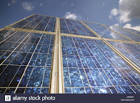 Multicrystalline solar cells on the roof of the visitors center of the solar cell factory of Shell Solar, Germany (Credit: Friedrich Stark / Alamy Stock Photo) Click to Enlarge.