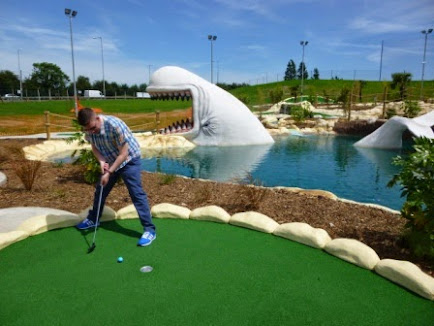 Playing Moby Adventure Golf at Golf Kingdon, Romford in June 2014